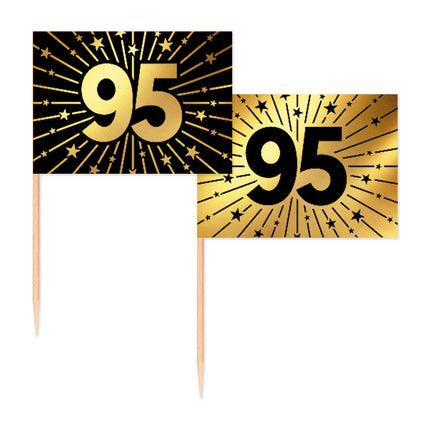 95 Years Cocktail Picks Gold Black 50pcs