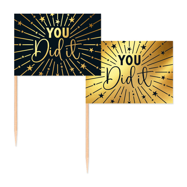 Pics à cocktail Passed Gold Black You Did It 50pcs