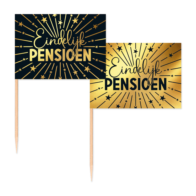 Pics à cocktails Pension Or Noir 50pcs