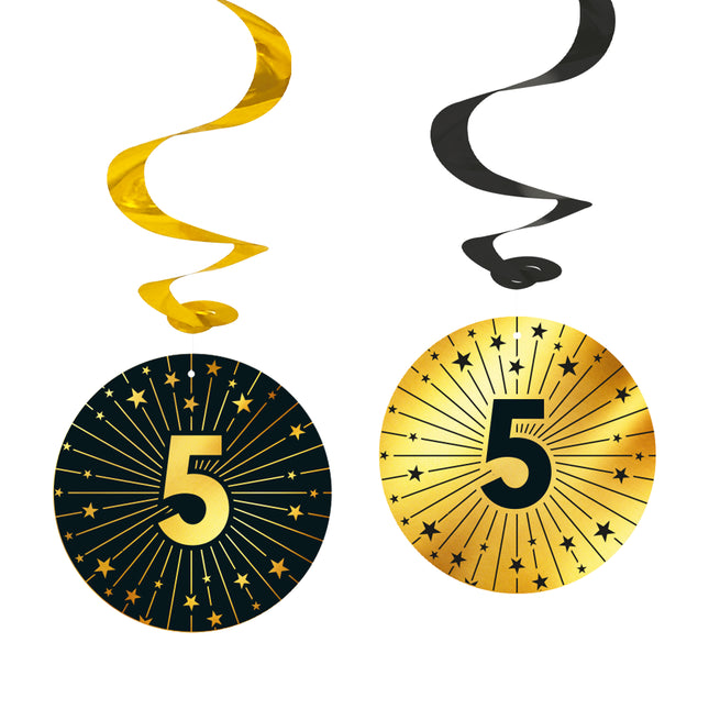 5 ans Décoration suspendue Or Noir 95cm 4pcs