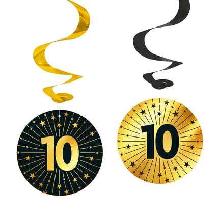 10 ans Décoration suspendue Or Noir 95cm 4pcs