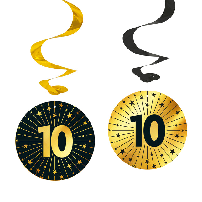 10 ans Décoration suspendue Or Noir 95cm 4pcs
