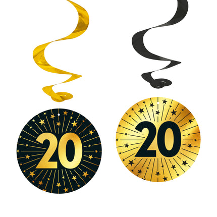 20 ans Décoration suspendue Or Noir Vide 95cm 4pcs