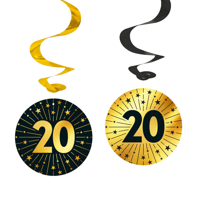 20 ans Décoration suspendue Or Noir Vide 95cm 4pcs
