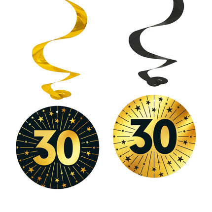 30 ans Décoration suspendue Or Noir 95cm 4pcs