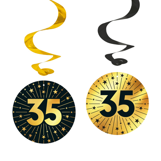 35 ans Décoration suspendue Or Noir 95cm 4pcs