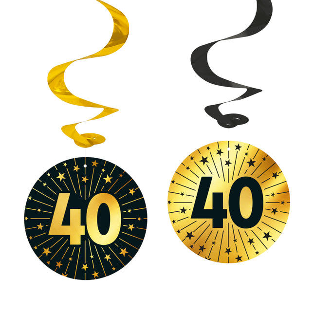 40 ans Décoration suspendue Or Noir 95cm 4pcs