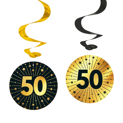 50 ans Décoration suspendue Or Noir 95cm 4pcs