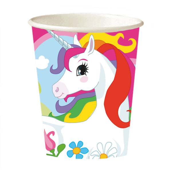 8 gobelets en papier Licorne 250 ml