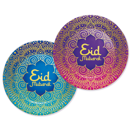 Assiettes Ramadan colorées Eid Mubarak 23cm 8pcs