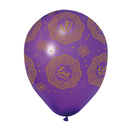 Eid Mubarak Balloons Purple Blue 30cm 6pcs