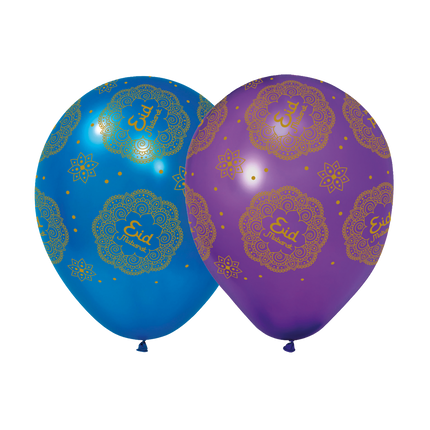 Eid Mubarak Balloons Purple Blue 30cm 6pcs