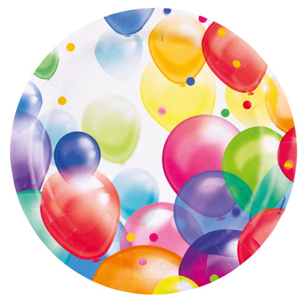 8 Assiettes Balloons Papier rond 23 cm