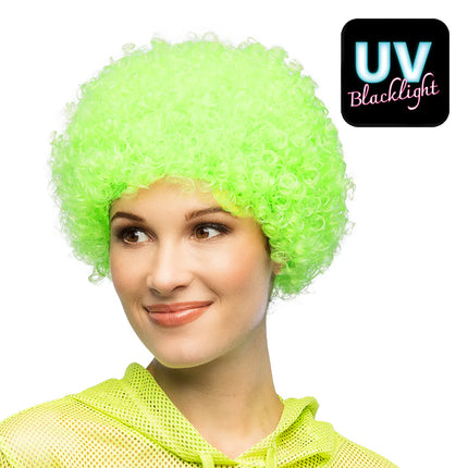 Perruque bouclée vert fluo UV