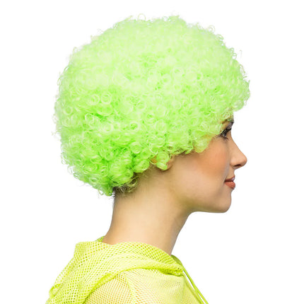 Perruque bouclée vert fluo UV