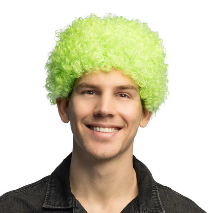 Perruque bouclée vert fluo UV