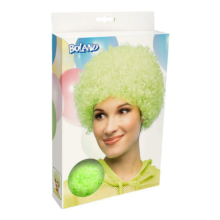 Perruque bouclée vert fluo UV