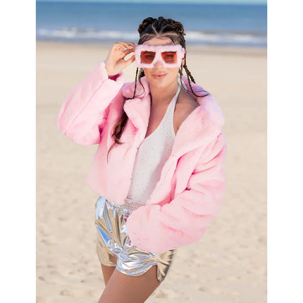 Veste Fluffy rave rose pâle (M/L)