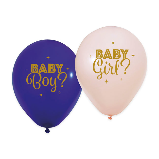 8 ballons en latex 12 pouces, 2 faces - Gender Reveal