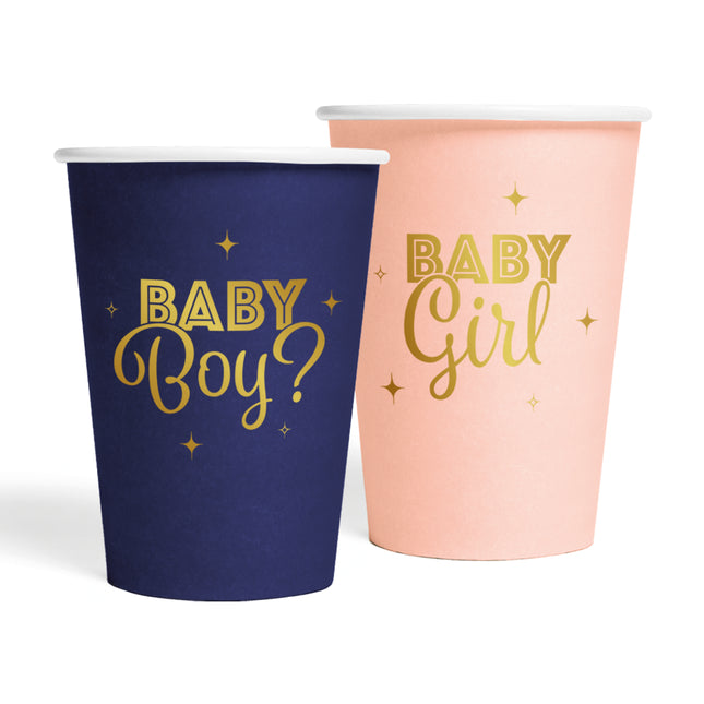 8 gobelets en papier 210 ml - Révélation du sexe
