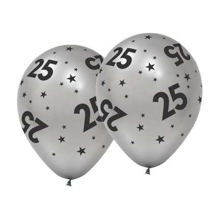 6 Ballons 12" '25' argentés