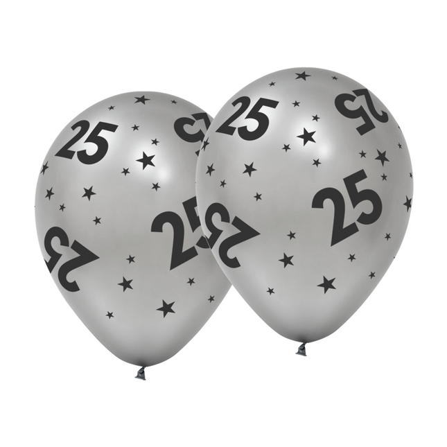 6 Ballons 12" '25' argentés
