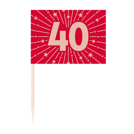 50 pics à drapeaux - '40' rouge rubis