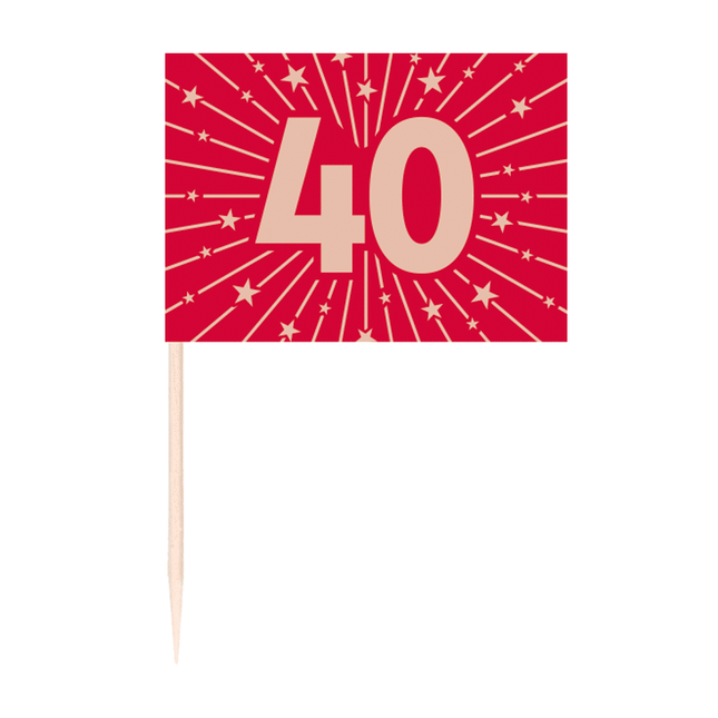 50 pics à drapeaux - '40' rouge rubis