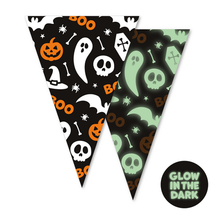 Guirlande en papier 6m Glow in the Dark Halloween Boo 20x30cm