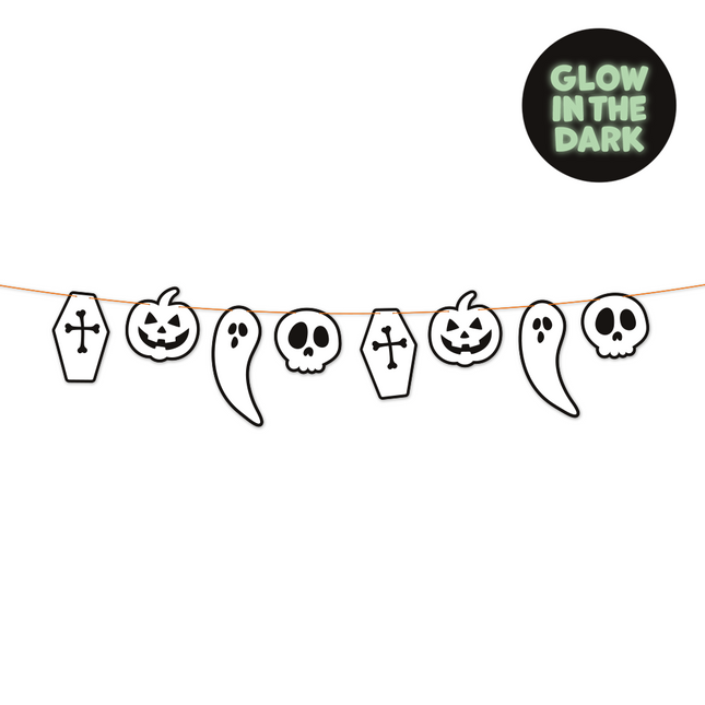 Guirlande en papier 2m Glow in the Dark Halloween Boo