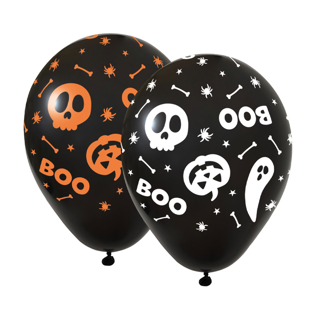 6 ballons 12" - 2 impressions - Halloween Boo