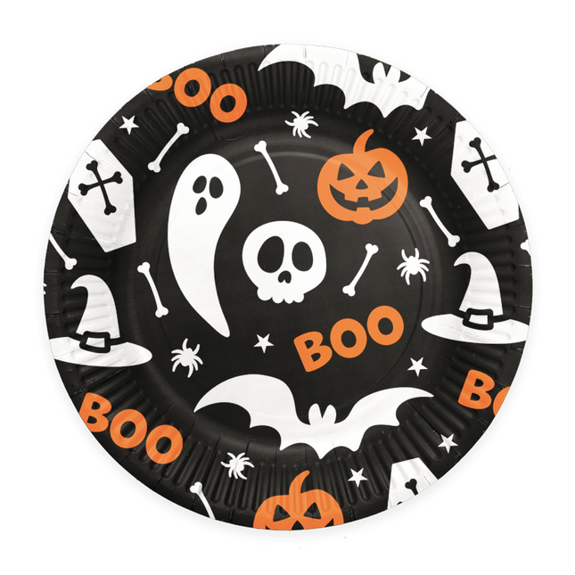 8 assiettes en papier 23cm Halloween Boo