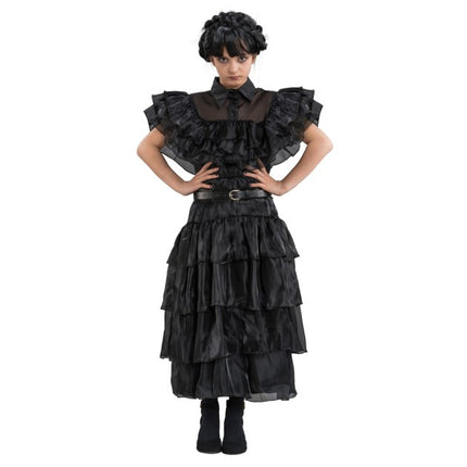 Robe noire de bal de promo du mercredi pour fille