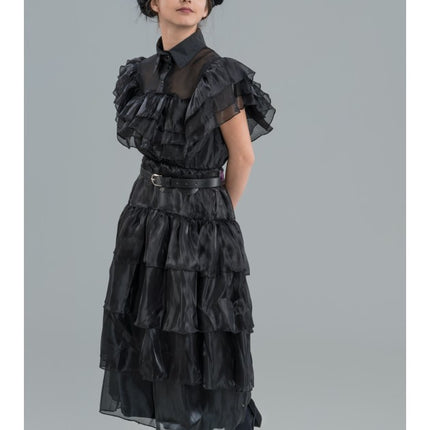 Robe noire de bal de promo du mercredi pour fille