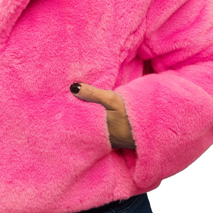 Veste Fluffy rave rose fluo (M/L)