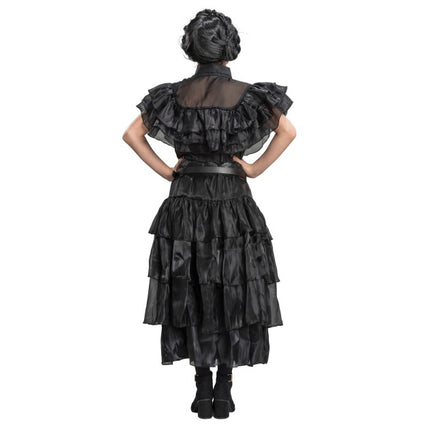 Robe noire de bal de promo du mercredi pour fille
