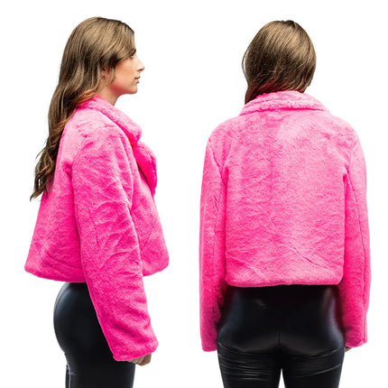 Veste Fluffy rave rose fluo (M/L)