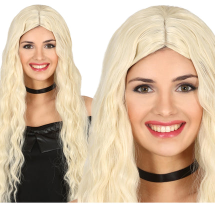 Perruque blonde ondulée