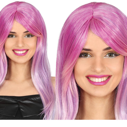 Perruque violette cheveux longs