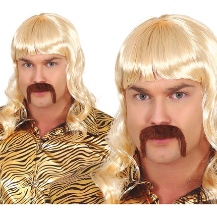 Perruque blonde avec moustache