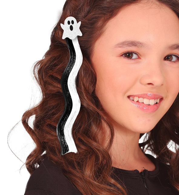 Extension de cheveux pour Halloween Fantôme Noir Blanc 40cm