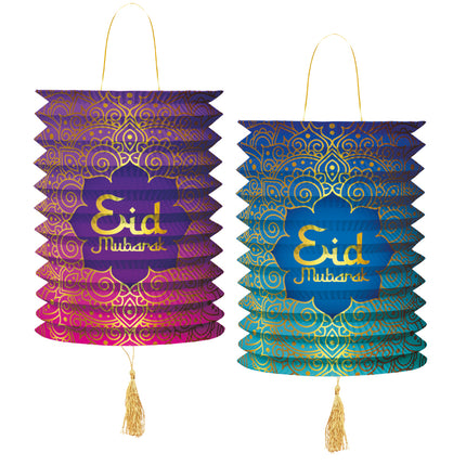 Eid Mubarak Lampions violet bleu 25cm 2pcs