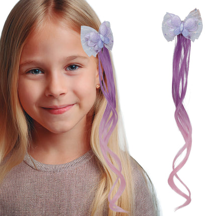 Noeud d'extension de cheveux rose violet