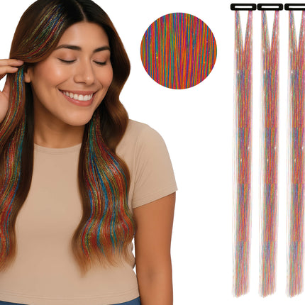 Extension de cheveux colorés pailletés 50cm 3pcs