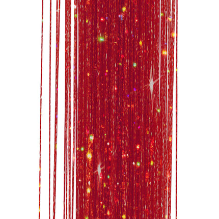 Extension de cheveux rouges pailletés 50cm 3pcs