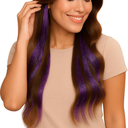 Extension de cheveux violette pailletée 50cm 3pcs
