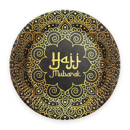 Assiettes « Hajj Mubarak » 23 cm, lot de 8