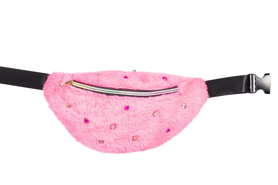 Sac à main en fourrure rose