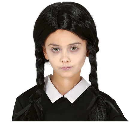 Perruque d'Halloween 2 tresses noires