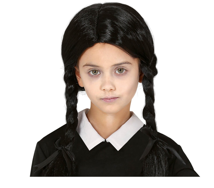 Perruque d'Halloween 2 tresses noires